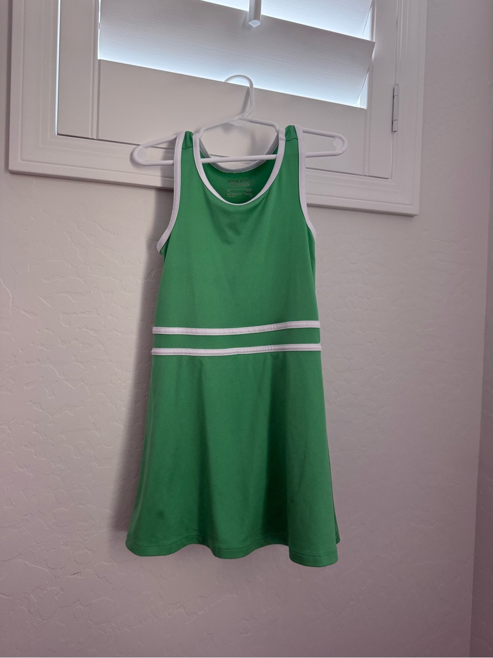 Girls Green Tank Athletic Dress with White Trim